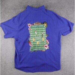 Tommy Bahama Shirt Men's XL Blue Embroidered Thirst Down Football Silk NWT New